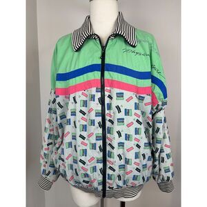 Vintage Puma Track Retro Jacket 90s 80s Physical Culture Neon M Windbreaker